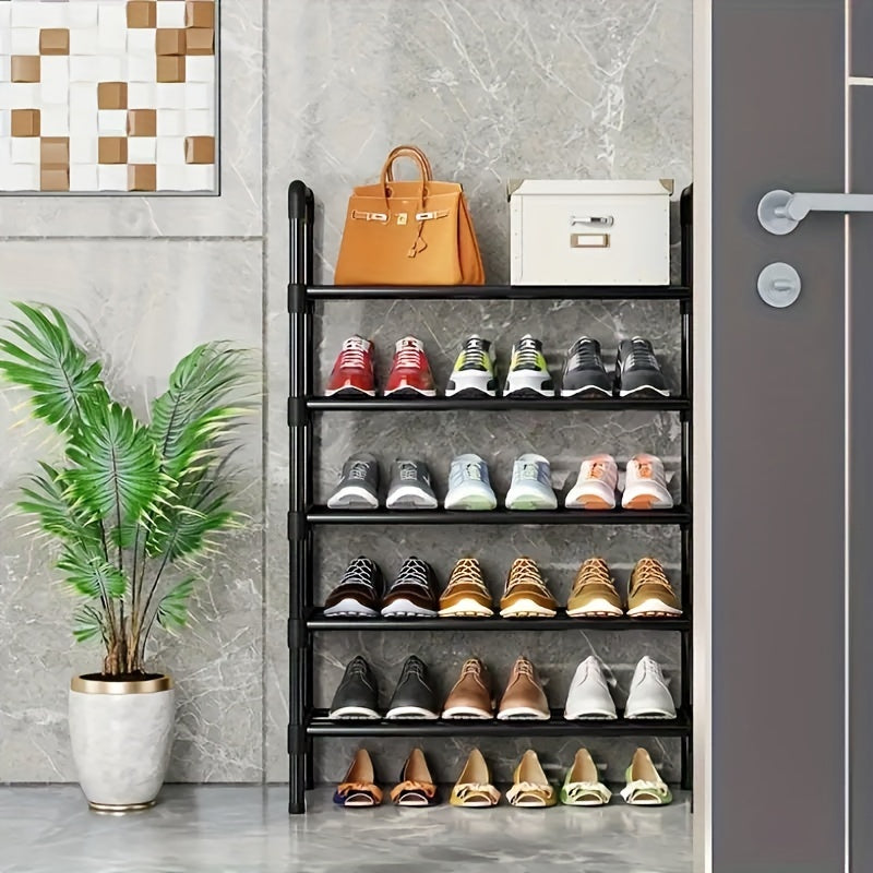 Large Black Multi-Layer Metal Shoe Rack for Entryway and Closet Storage