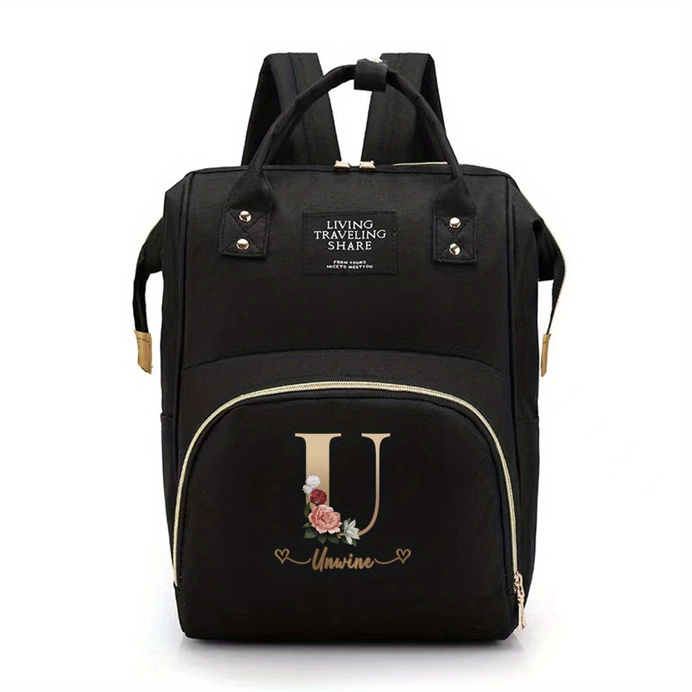 Personalized Mommy Diaper Bag with Custom Initials, Oxford Cloth, Generous Storage