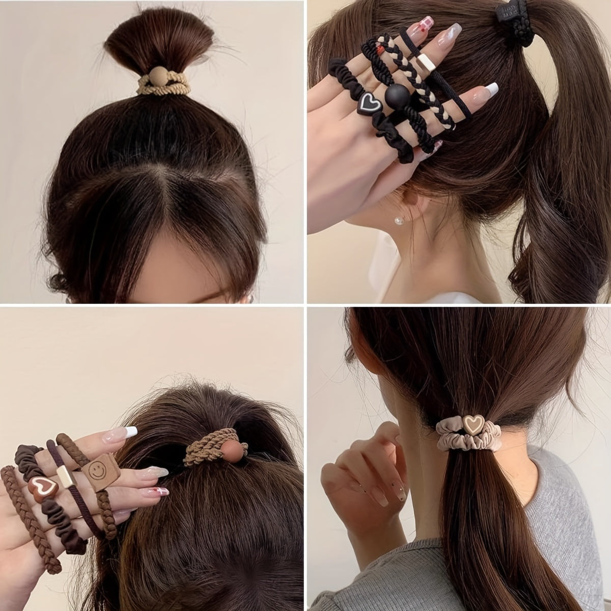 25-Piece Bohemian Hair Ties Set for Women with Knitted Elastic Bands and Bracelet Designs