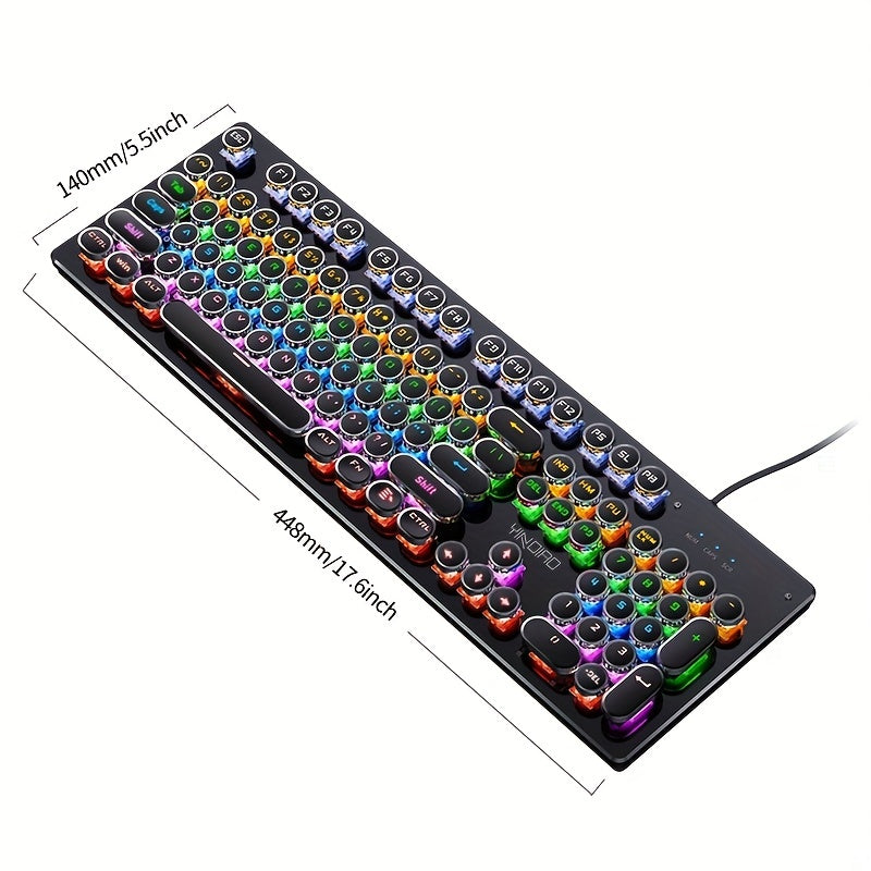 Mechanical Keyboard 104 Keys Green Axis Backlit Wired USB for Office and Gaming