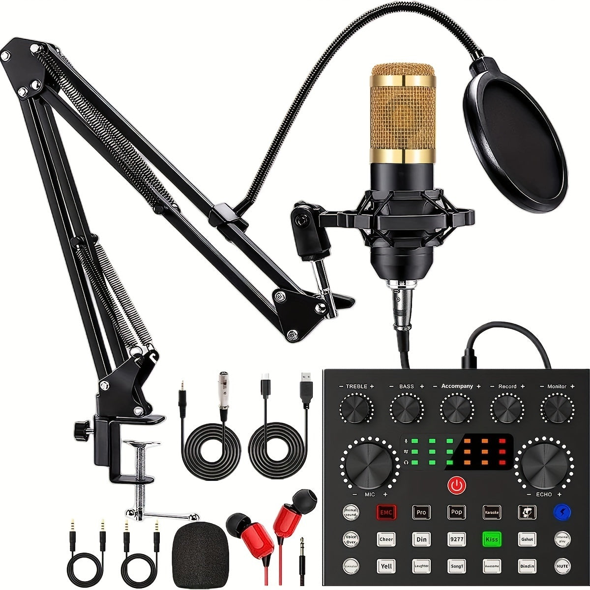 Mini Condenser Microphone Kit for Streaming Recording and Broadcasting with Audio Interface