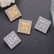 Four Pieces Rhinestone Buttons Zinc Alloy Square Striped Design for Clothing Shoes Bags