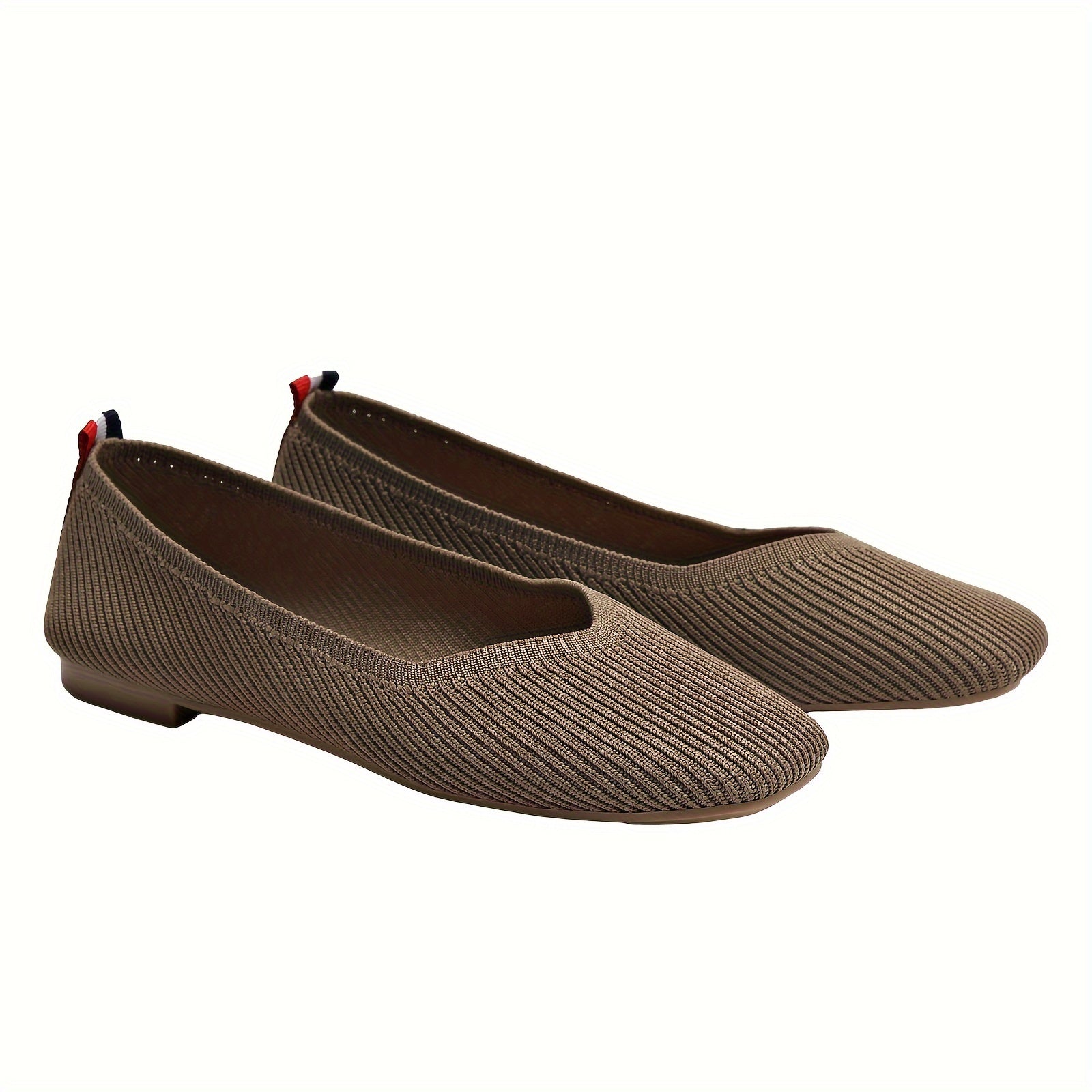 Women's Breathable Square Toe Knitted Flats with Slip-On Style