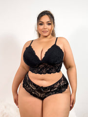 Women's Plus Size Lace Sexy Lingerie Set Satin Nightwear Plus Size Red