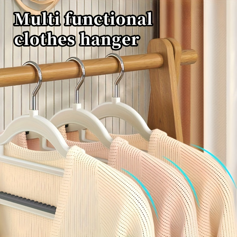 Plastic Hanger with Non-Slip Pad and Curved Shoulder for Closet Storage