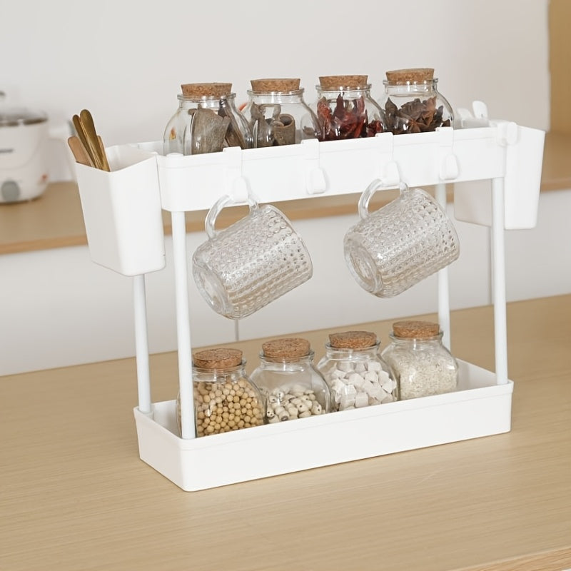 2-Tier White Sink Organizer Rack for Kitchen Storage and Spices