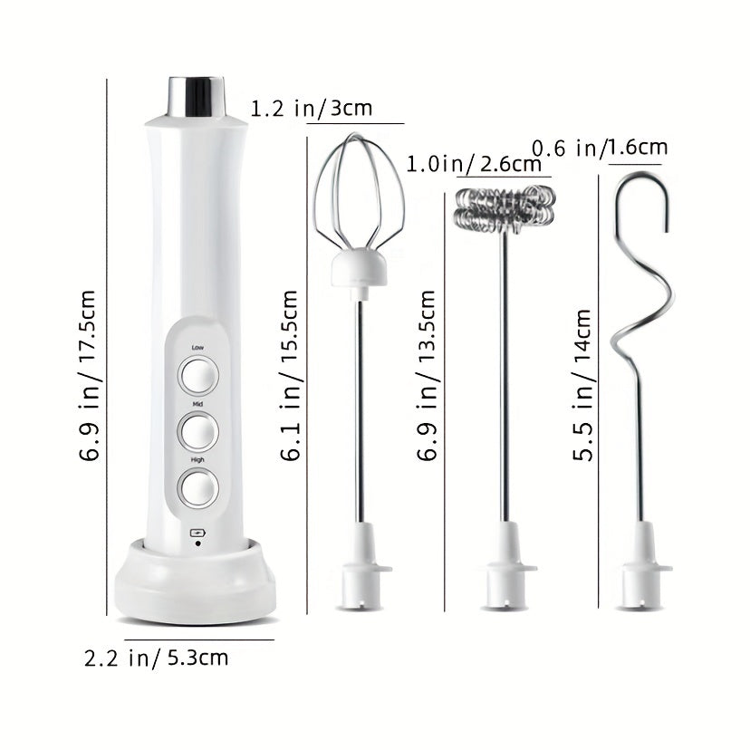 Portable Electric Milk Frother and Coffee Mixer 3-in-1 Foam Maker Blender