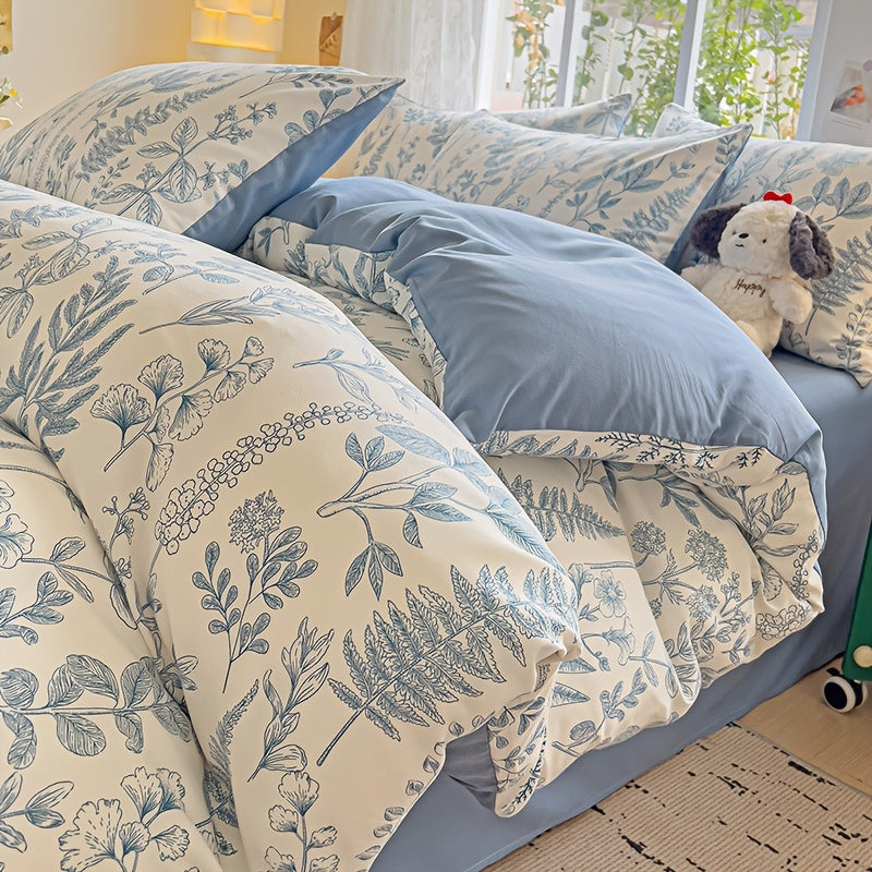 Yumshoq gullar naqshidagi yotoq to'plami, yostiq qoplari bilan birga, nafas oladigan polyesterdan tayyorlangan va zip yopilishi mavjud. Har mavsum uchun mos, yotoqxona va mehmonxonalar uchun mukammal.