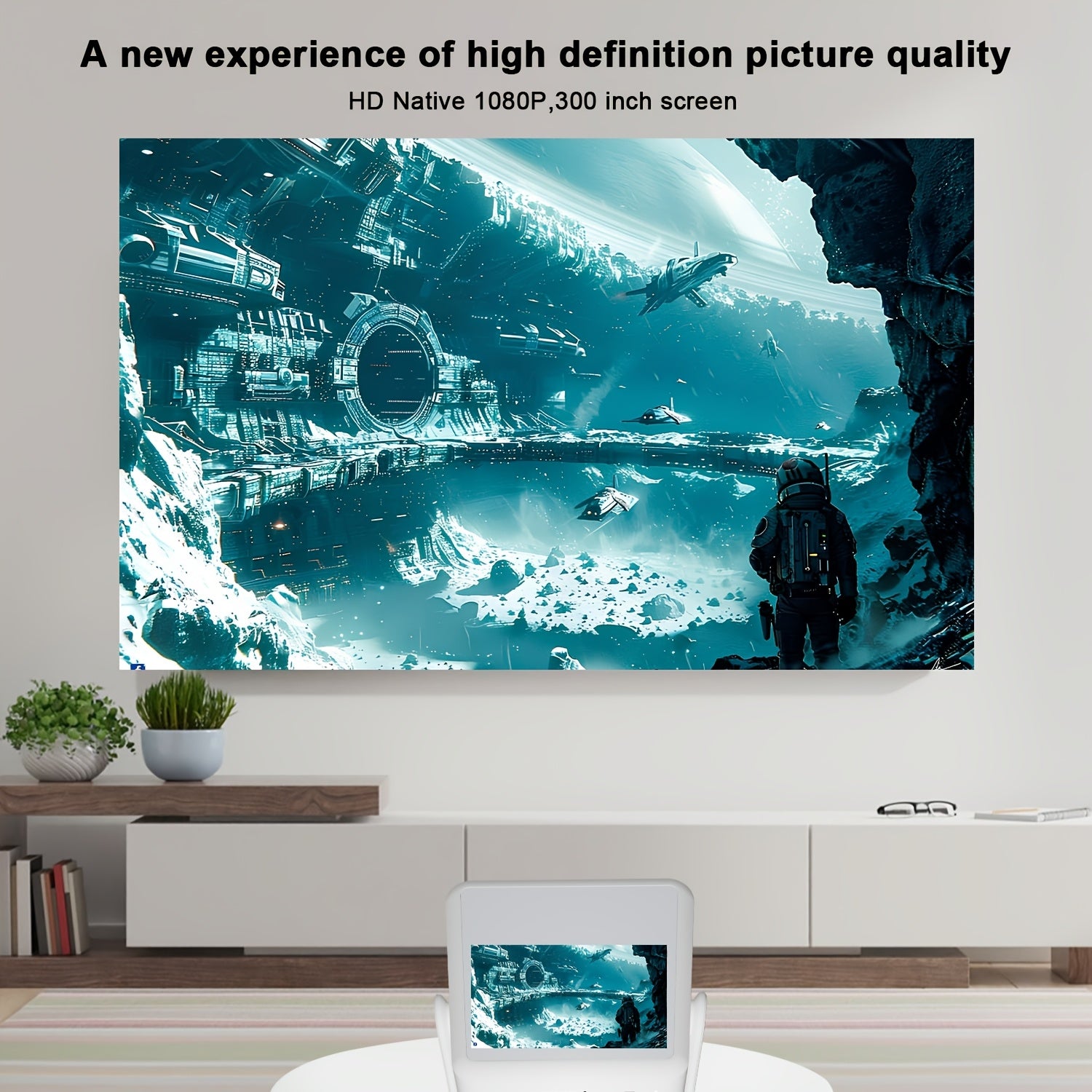 Portativ 1080P Aqlli proyektor 8 dyuymli sensorli ekran 4K qo'llab-quvvatlash WiFi6