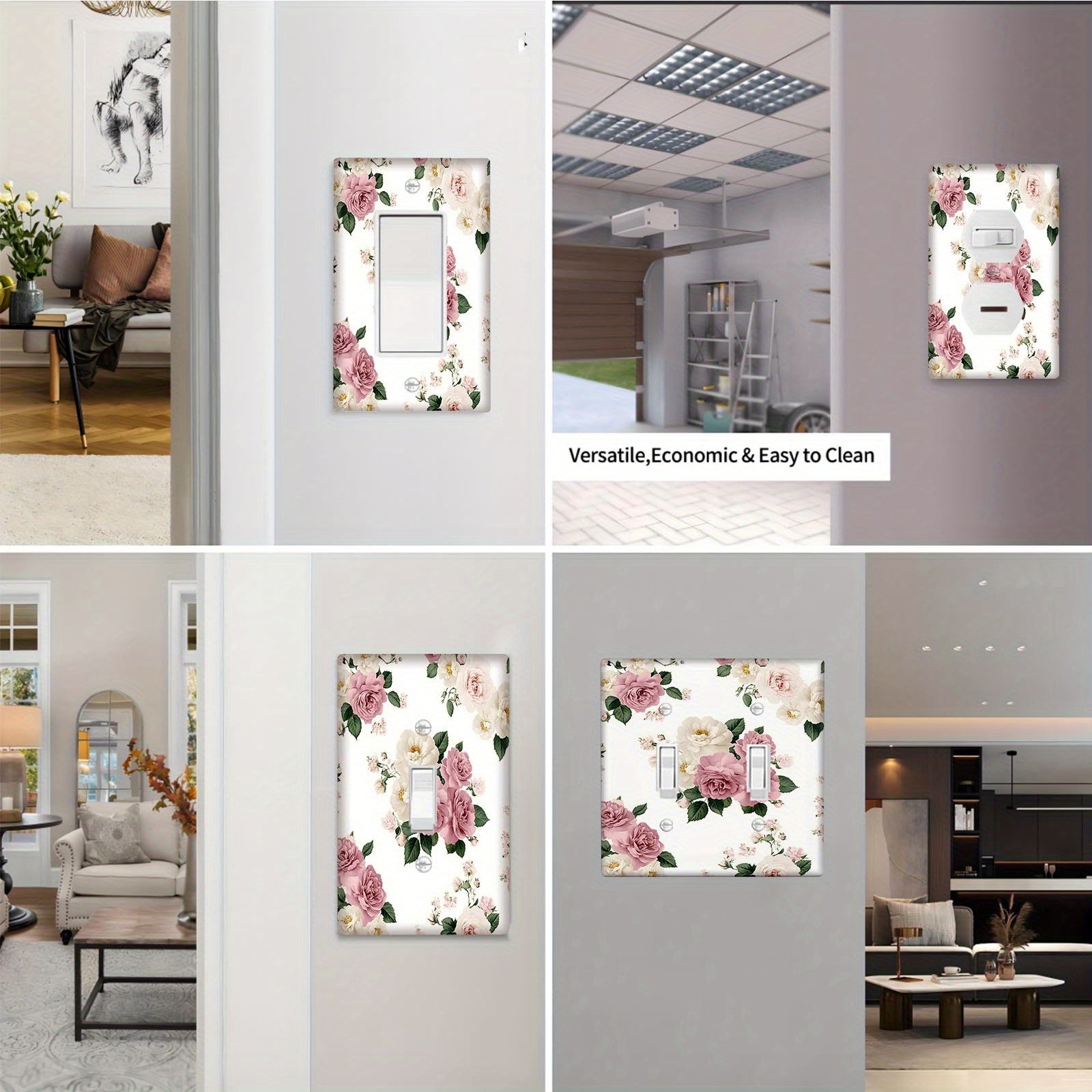 Cubierta decorativa de interruptor de luz con flor rosa para dormitorio y aula 1-ochavo/2-ochavo