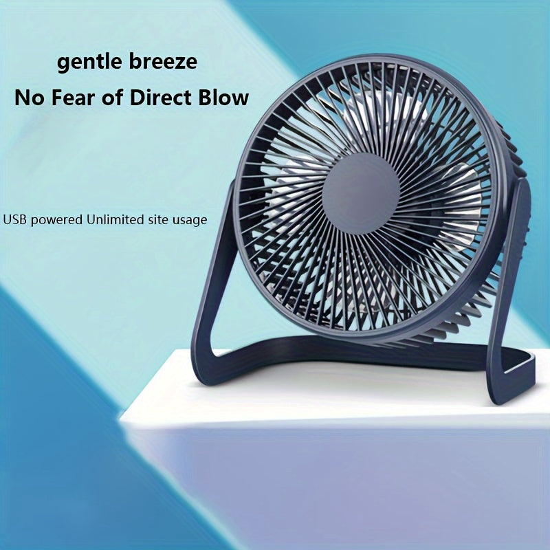 Портативный USB настольный вентилятор с регулируемой скоростью темно-синего цвета идеально подходит для использования в офисе, общежитии или дома. Предлагает несколько вариантов питания и может быть размещен гибко.
