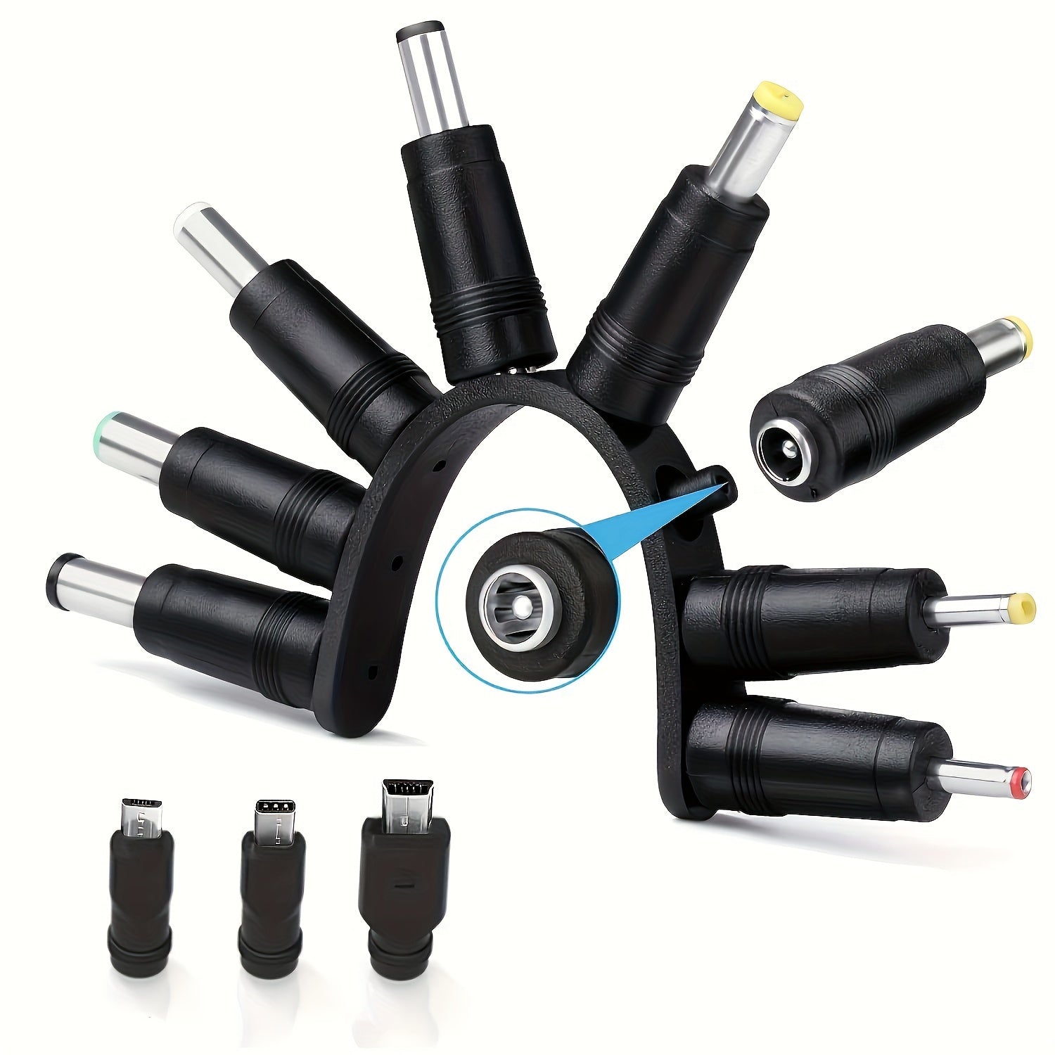 11-in-1 USB Charging Cable Set with Universal 5V DC Jack and Interchangeable Connectors
