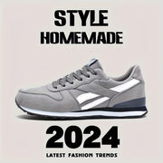 Men's Casual Non-Slip Lace-Up Sneakers for Outdoor Jogging and Walking