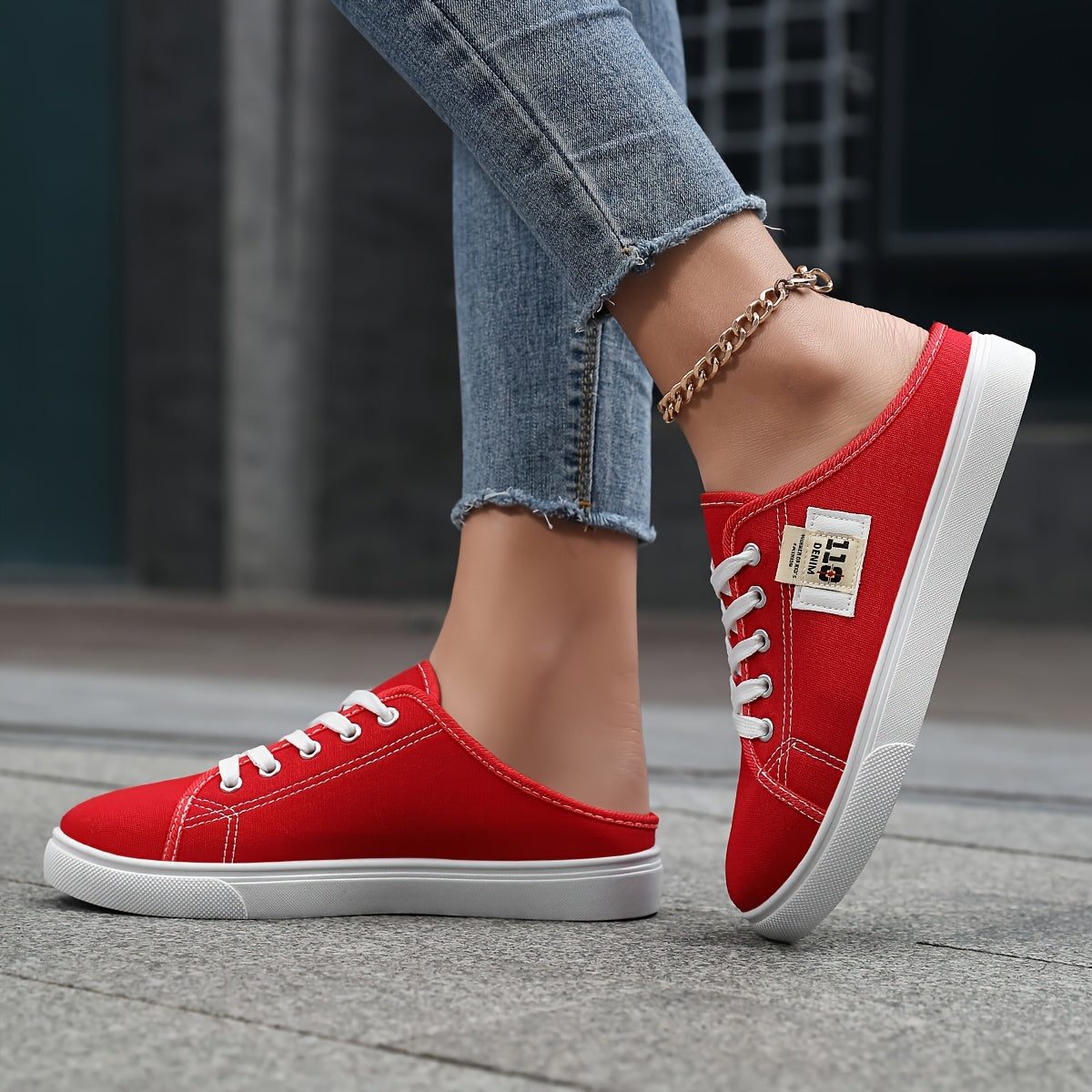 Ayollar uchun slip-on kundalik poyabzal nafas oladigan mato, sirpanmaydigan taglik, qora, oq, pushti