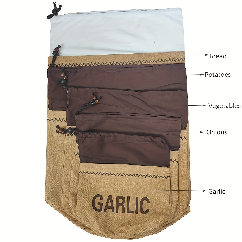 Brown Jute Burlap Storage Bag Rectangular Organizer for Vegetables and Bread