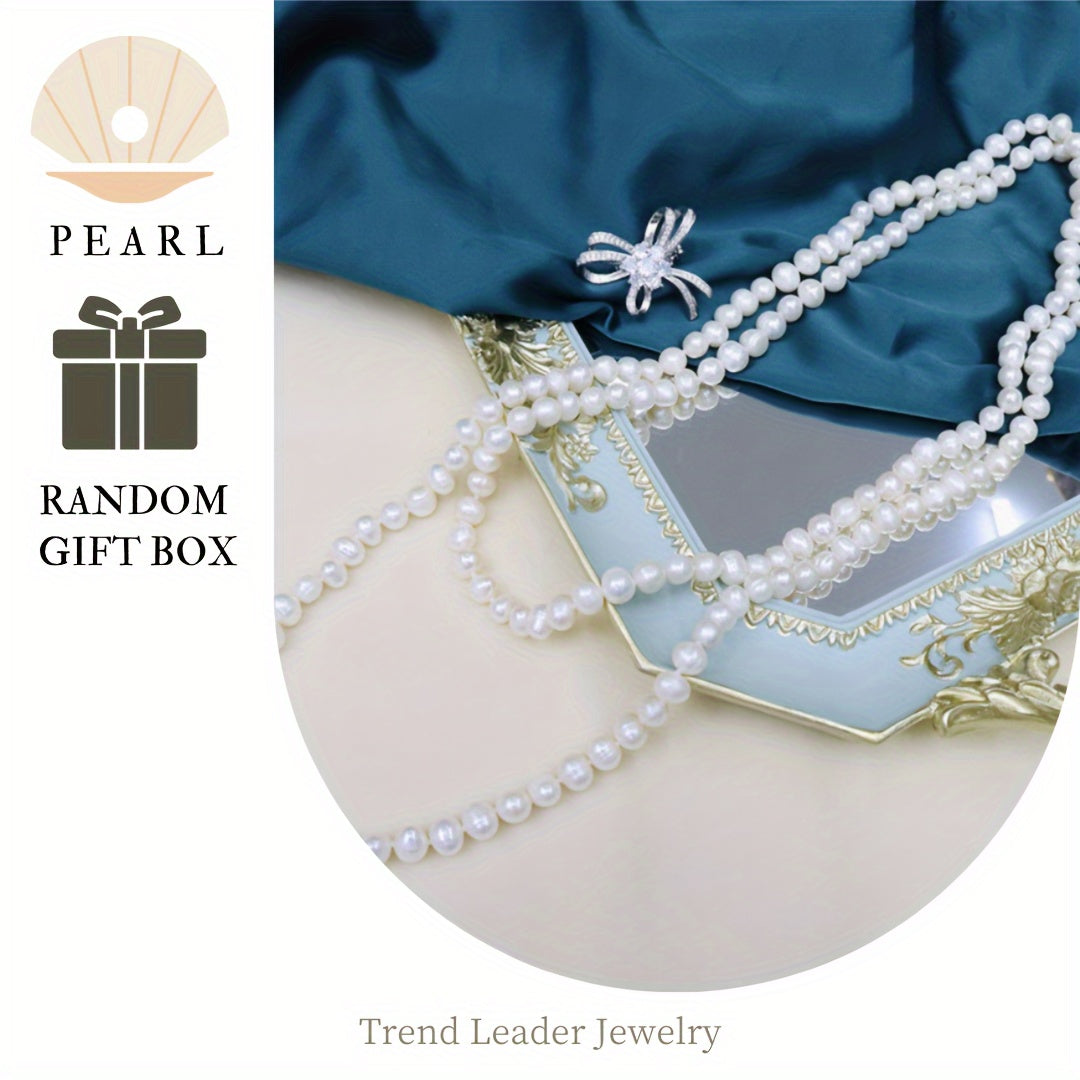 Women’s Freshwater Pearl Necklace Elegant Classic Jewelry Gift Box