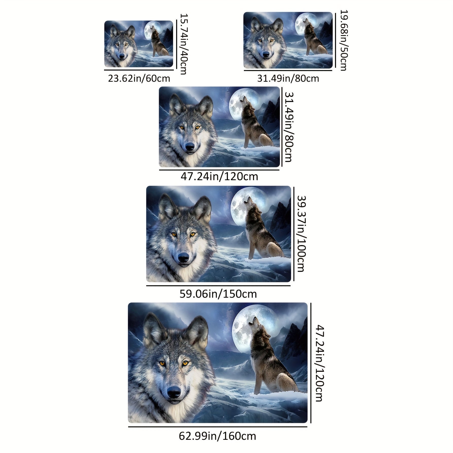 3D Snow Wolf Print Rug Soft Washable Floor Mat for Living Room Bedroom Kitchen