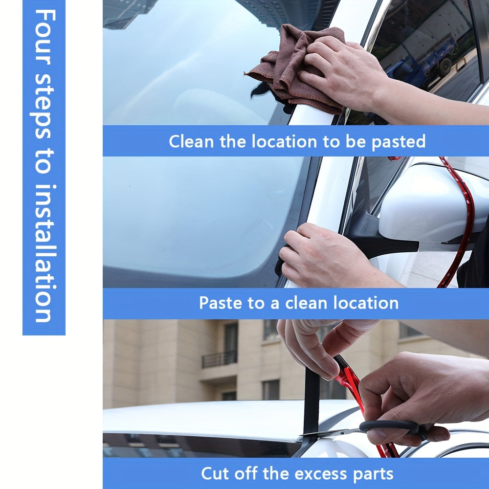 Tira de sellado para parabrisas de coche, banda de goma, sellador de clima, 4m, impermeable, a prueba de ruido