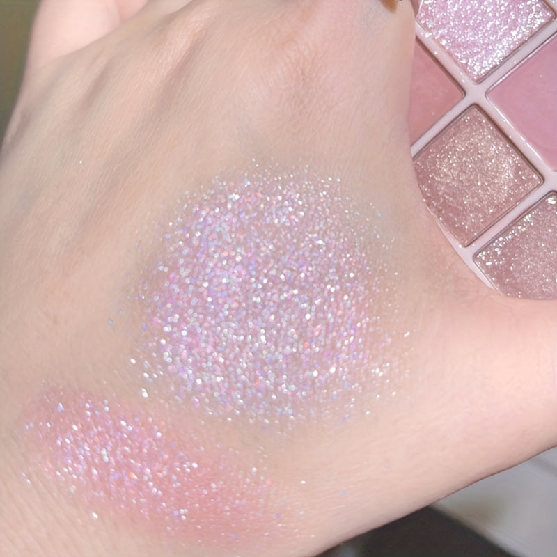 Paleta de sombras de ojos de cerezo para mujer, 9 colores, glitter, mate, shimmer, de larga duración