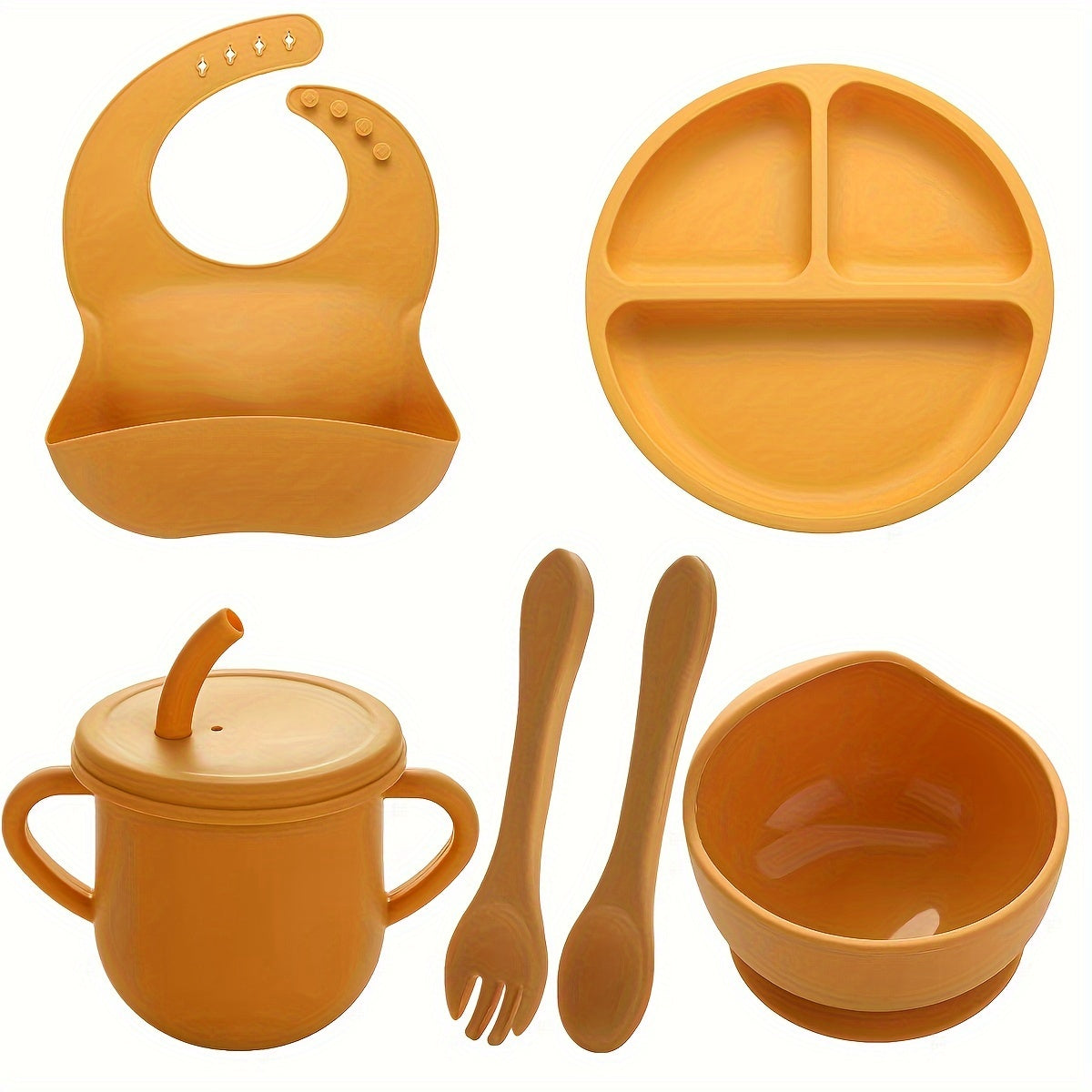 Food Grade Fork Spoon and Silicone Plate Set for Food Supplements