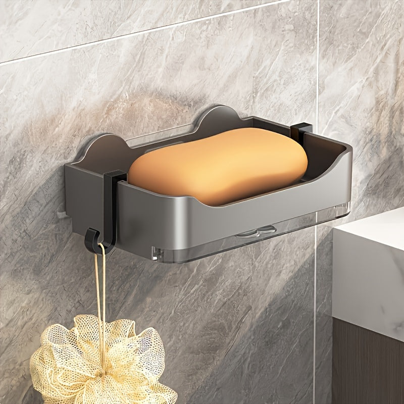 Bathroom Wall Mount Soap Dish with Drain No Drilling Needed