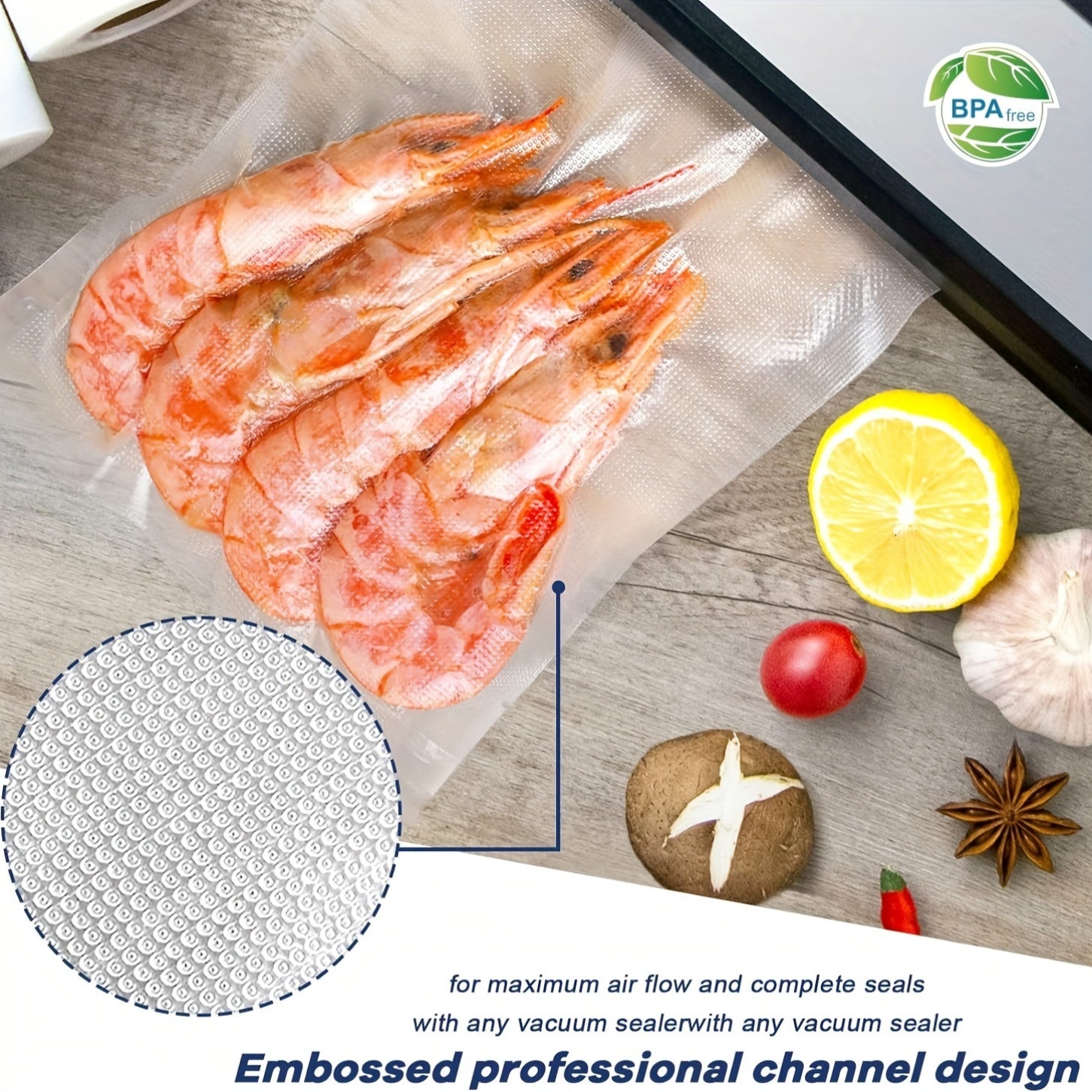 5-Pack BPA-Free Vacuum Sealing Bags 28cm x 50cm Food Storage Preservation