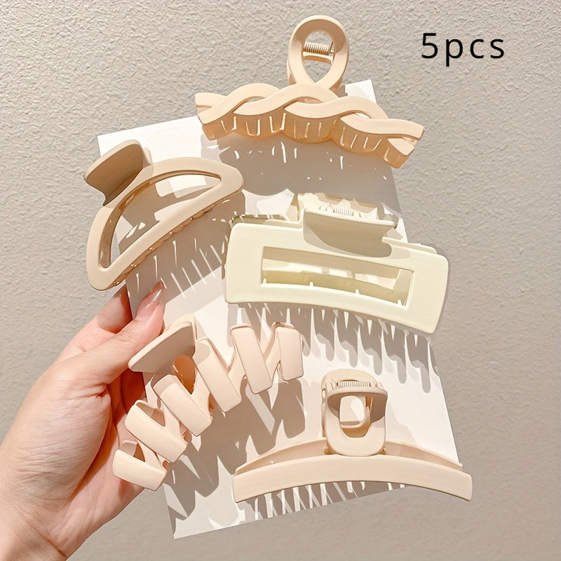 10-Piece Large Hairpins for Thick Hair with Shark Clips Brown Acrylic Alloy Hair Accessories