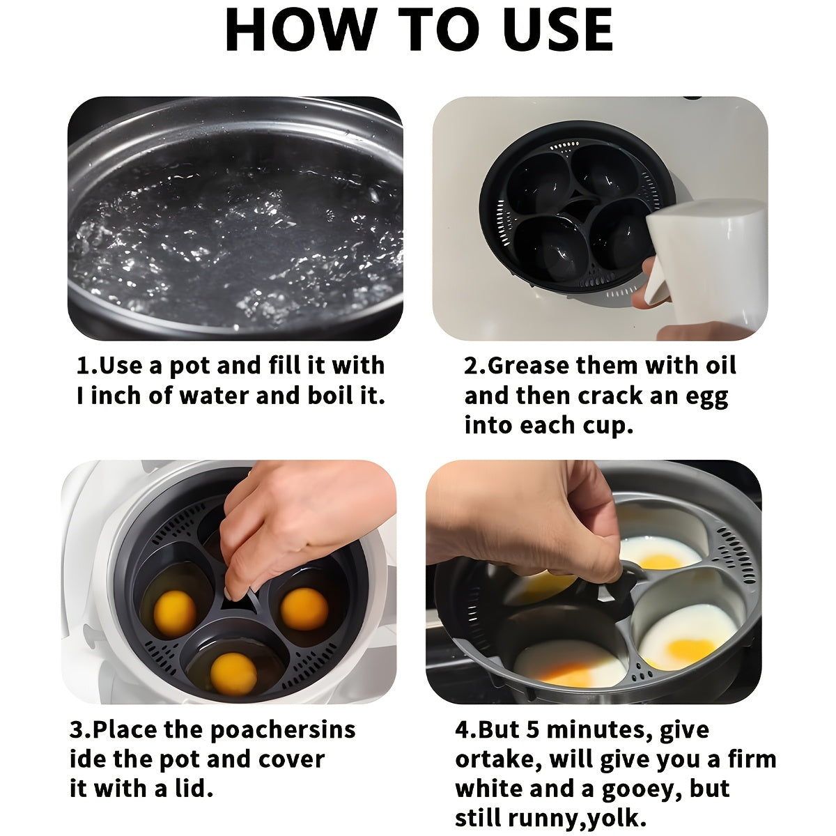 Новый 4-в-1 пароварка для яиц для моделей TM5 и TM6 - изготовлена из пищевого PP, без PFOA и безопасна для посудомоечной машины - идеально подходит для завтраков, закусок и десертов - оснащена многоуровневым дизайном в элегантном черном цвете