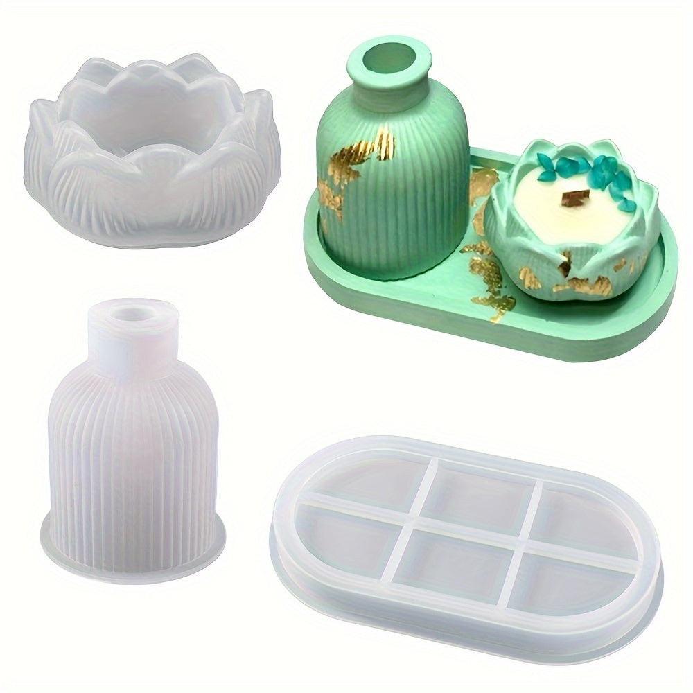 3-Piece Silicone Mold Set for DIY Crafts Resin Concrete Plaster Home Decor