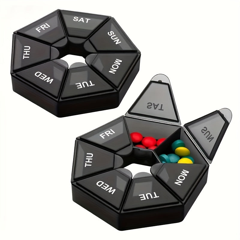 Multicolor Portable 7-Grid Pill Organizer Contraceptive Storage Box