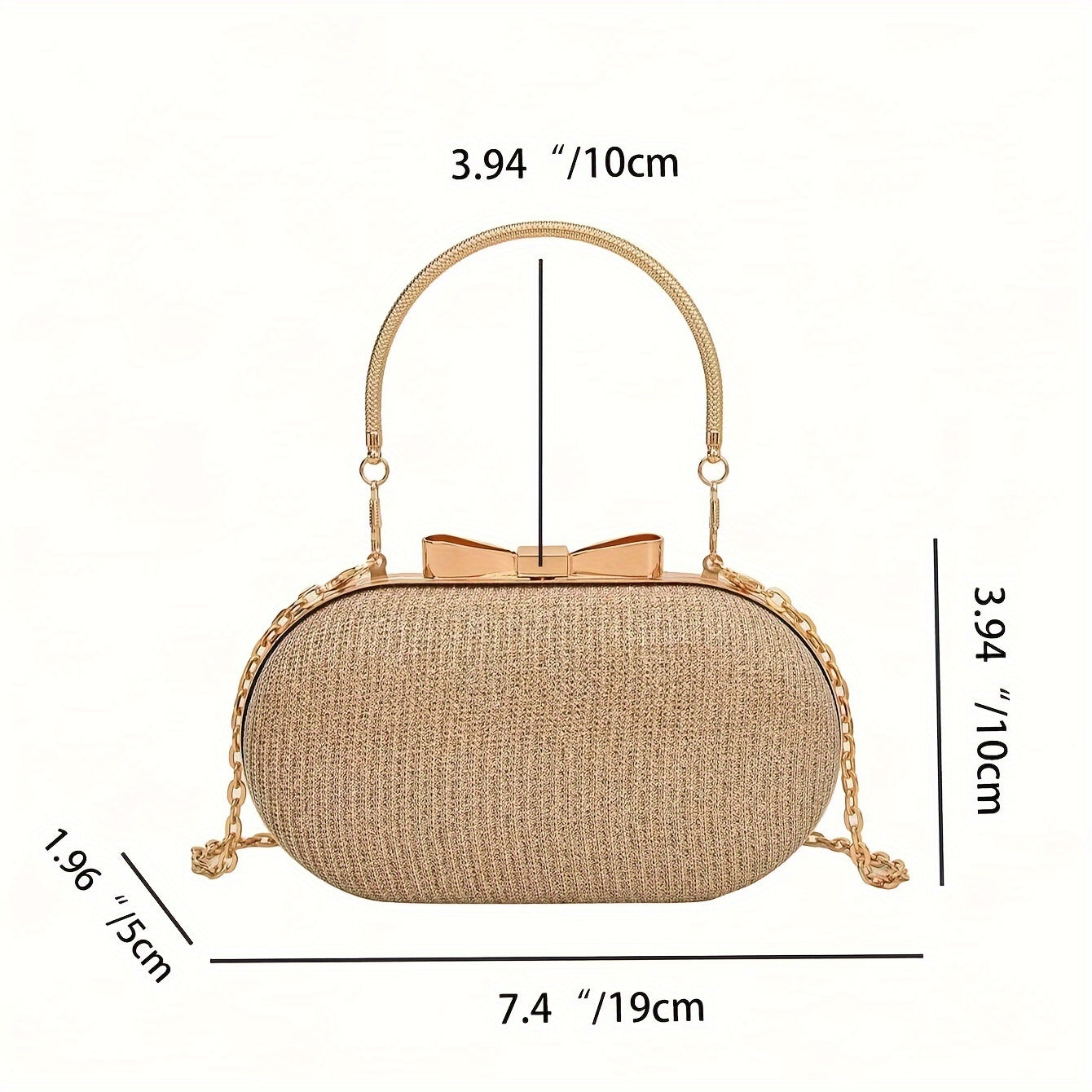 Women's Glitter Evening Bag with Diamonds, Crossbody, Removable Strap