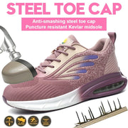 Women's Knitted Soft Air Cushion Work Shoes Steel Toe anti-puncture Industrial Safety