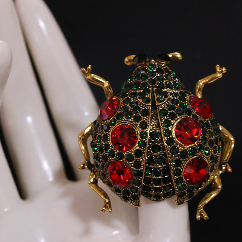 Ladybug Brooch Pin Rhinestone Insect Jewelry for Women Stylish Fashion Accessory