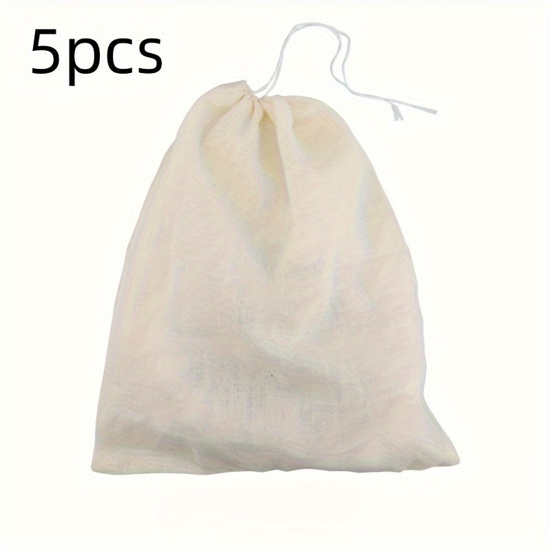 Set of 5 Reusable Nut Milk Bags with Drawstrings Fine Mesh Filters for Kitchen