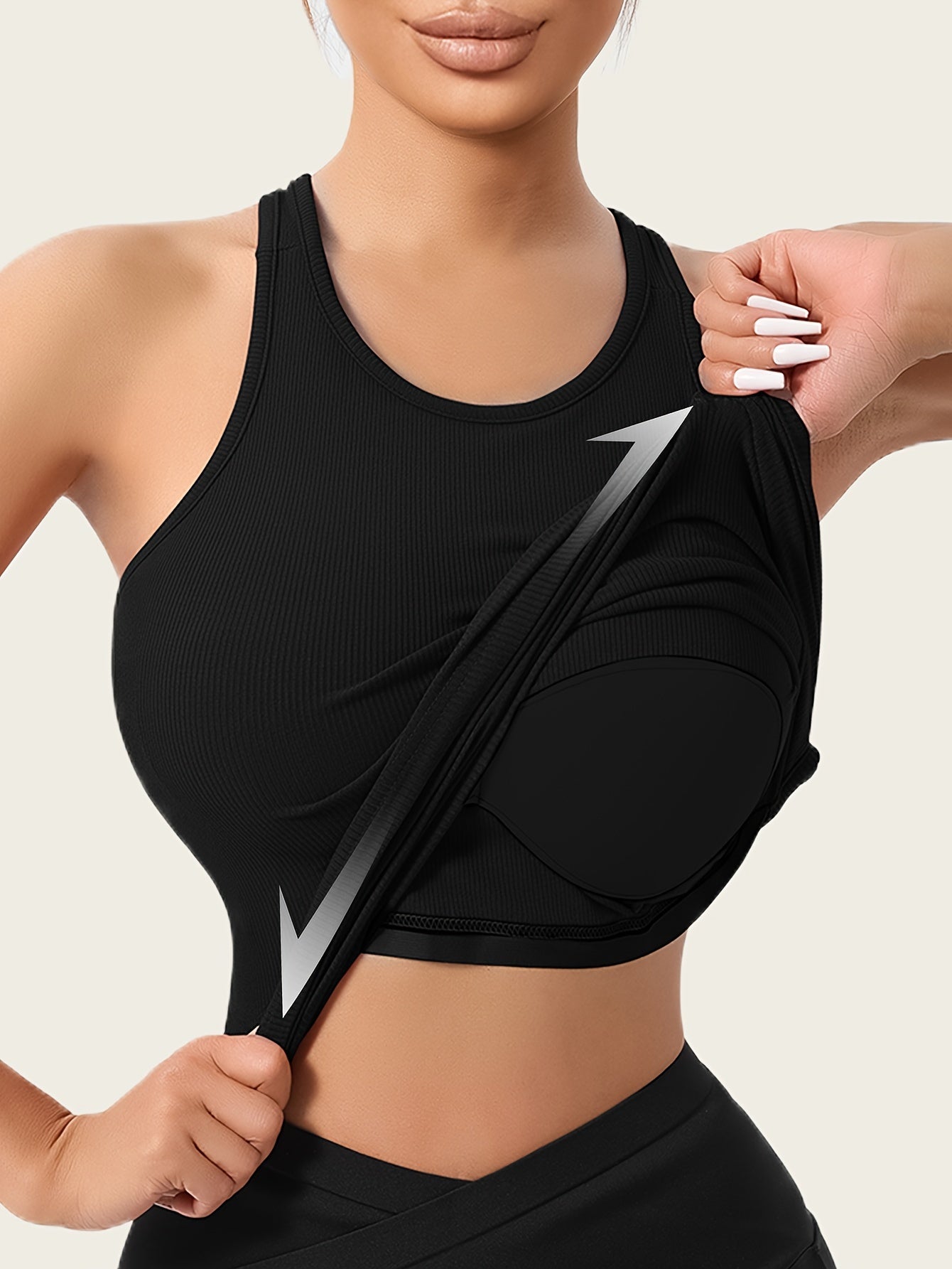 Solid White Cotton Tank Top with Cut-Out Back and Padding for All Occasions