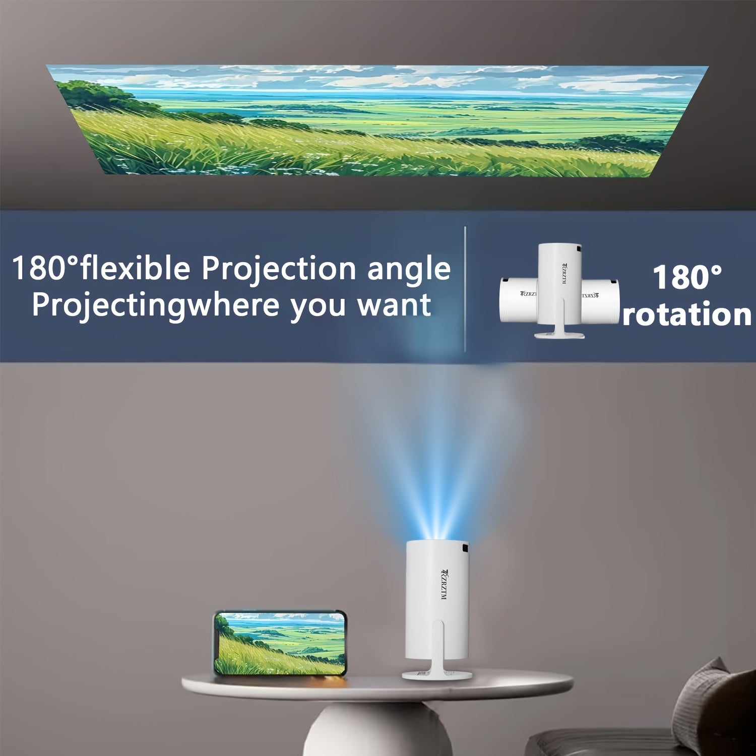 Portable Smart Projector With Auto Correction Wi-Fi HD 1080P