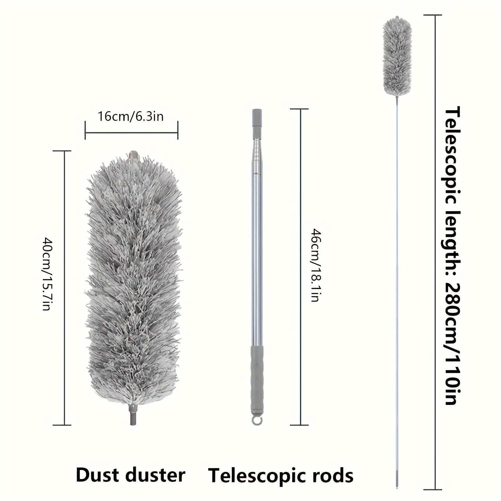 Retractable Duster with Bendable Head for High Ceilings Furniture Car Cleaning