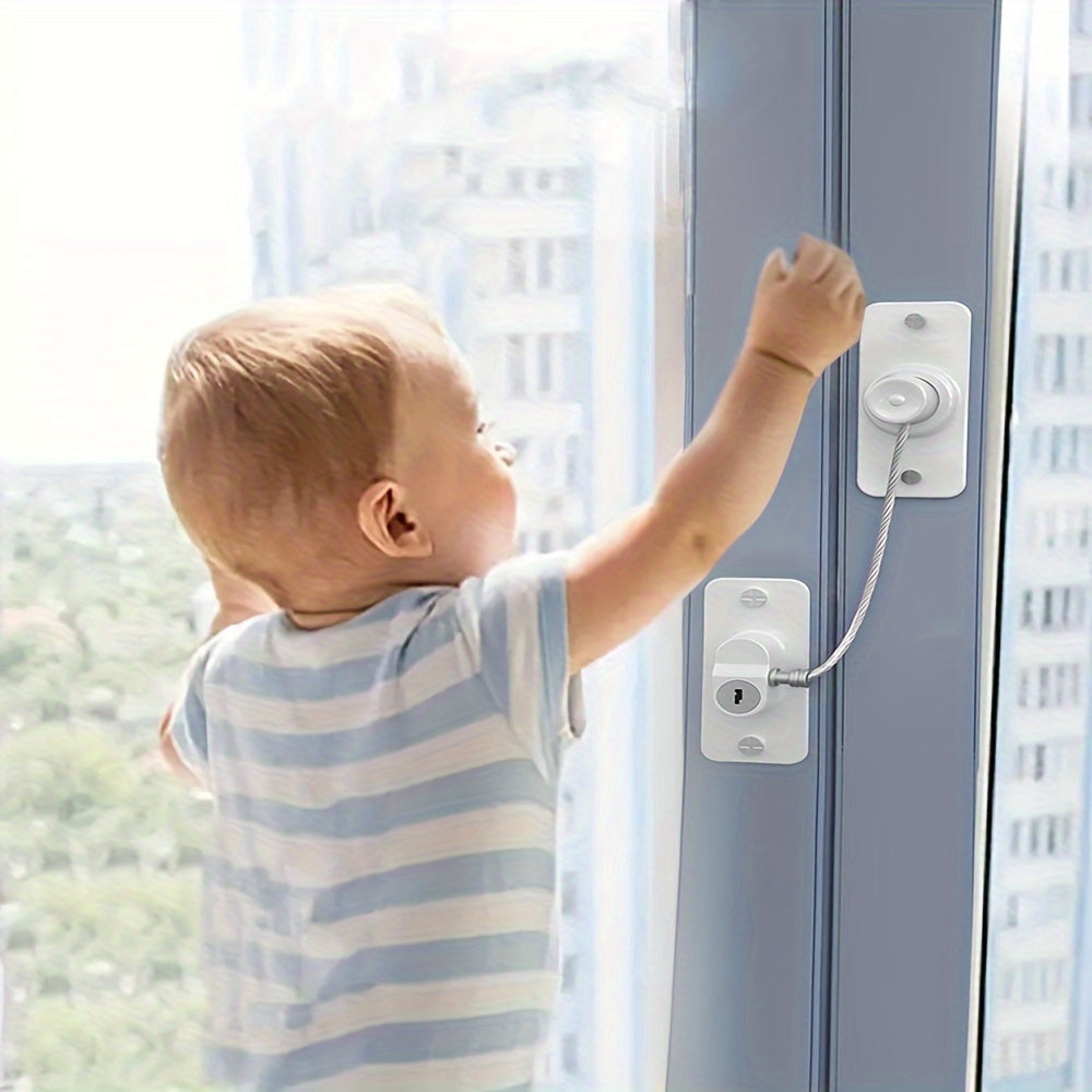 2-Pack UPVC Window Locks Set Childproof Security with Keys and Screws