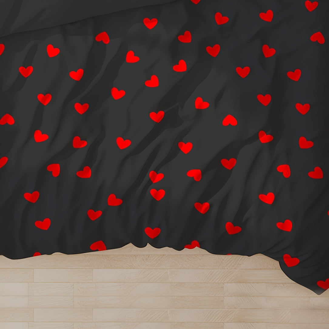 Brushed Duvet Cover Set with Love Print 3 Pieces Soft Skin-Friendly Bedding
