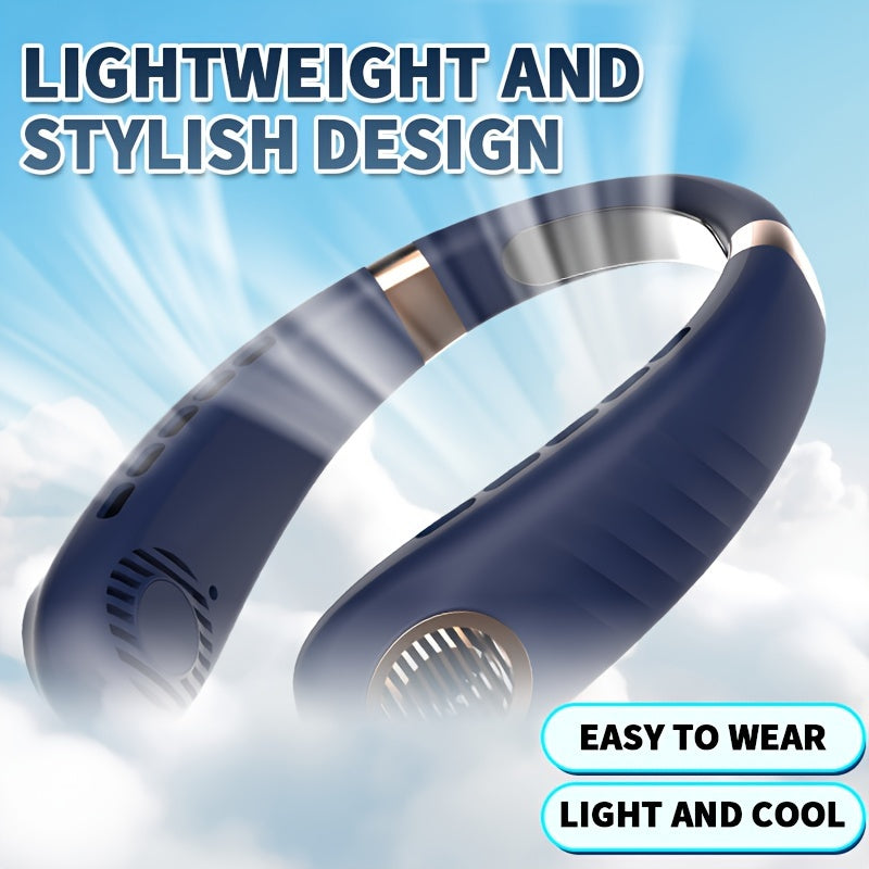 Bladeless Neck Fan Quiet Cooling USB Rechargeable 5-Speed Adjustable Outdoor Office