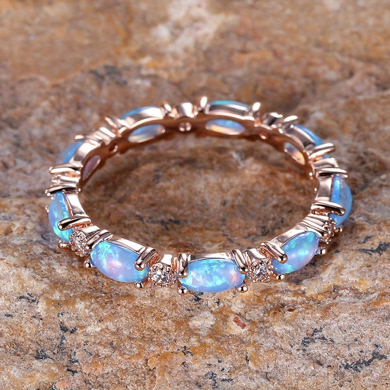 Unisex Sterling Silver Infinity Ring with Opal Pave 2.5g