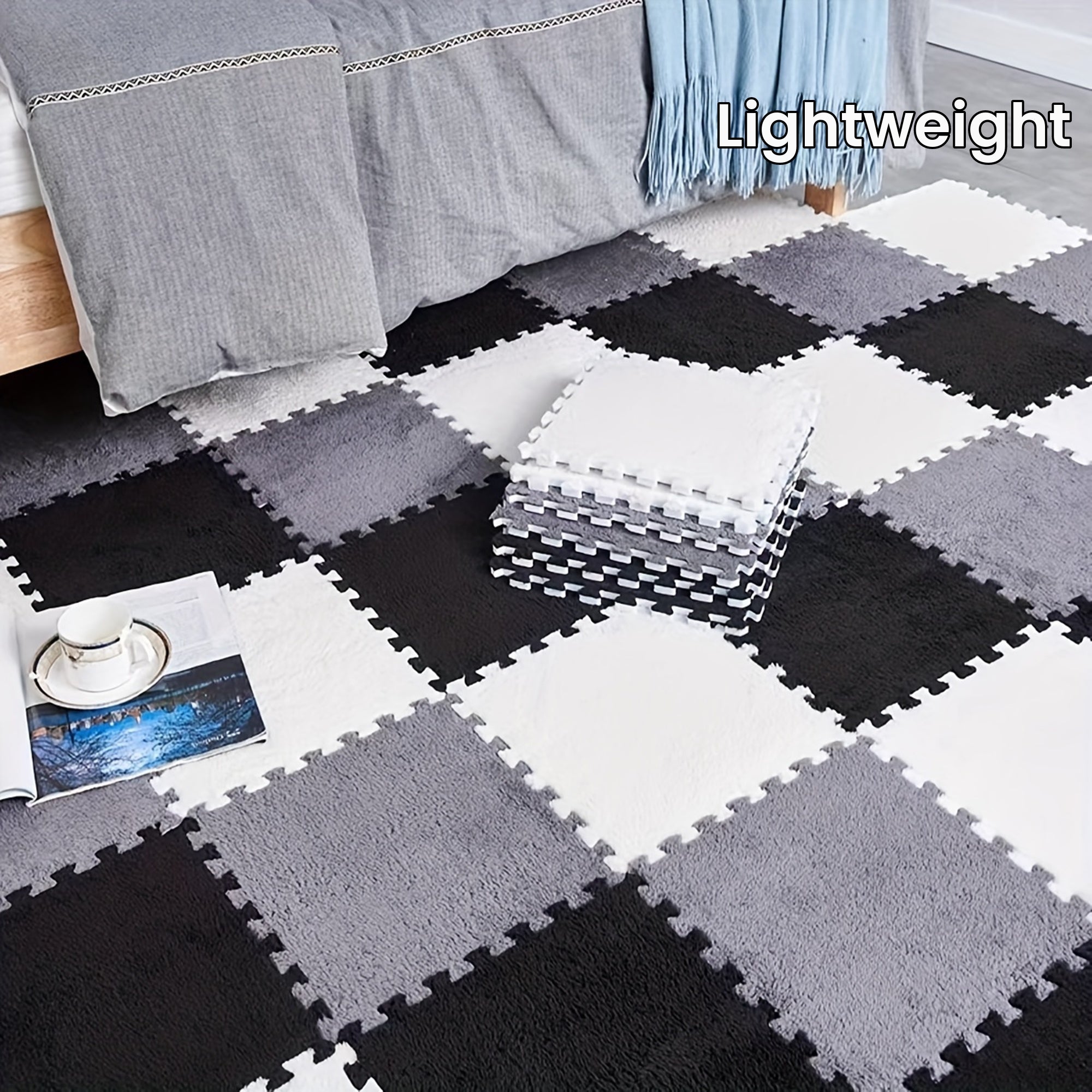 Set of 24 Washable Interlocking Rugs for Home Decor and High Traffic Areas