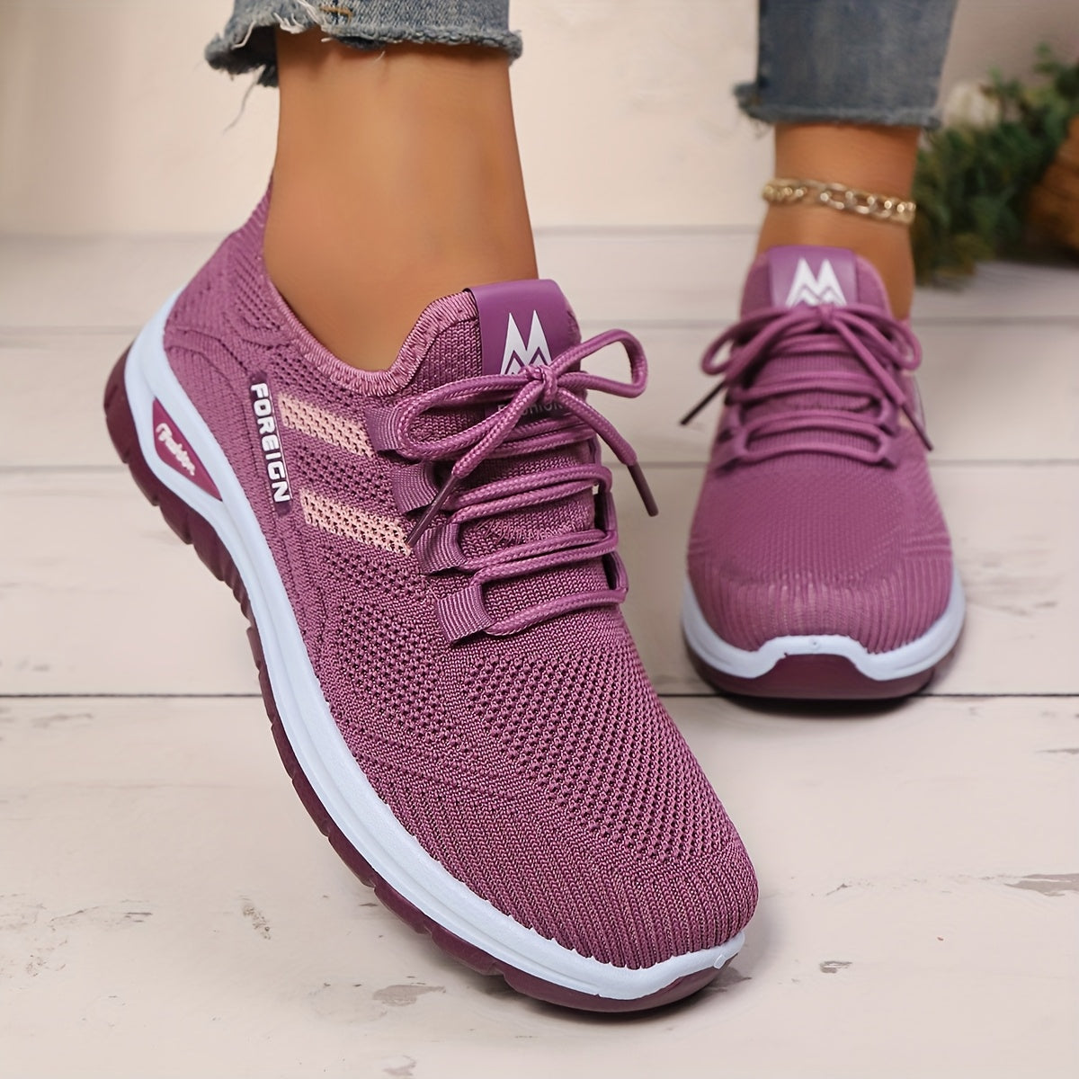 Women's Breathable Mesh Low-Top Sneakers for Running and Walking