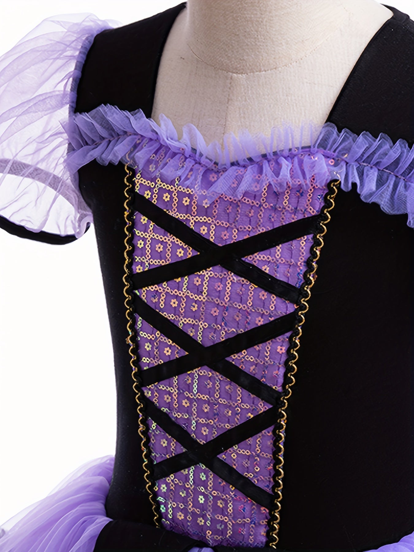 Vestido mini de corte y vuelo con estampado floral para niñas, con falda de tul y lentejuelas, para uso casual y de fiesta