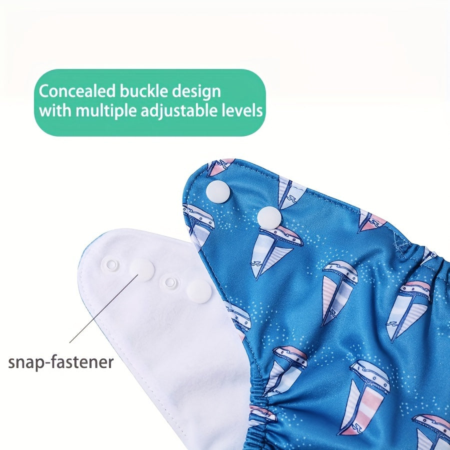 6-Pack Reusable Cloth Diapers for Babies Adjustable Washable Polyester Covers Variety of Patterns