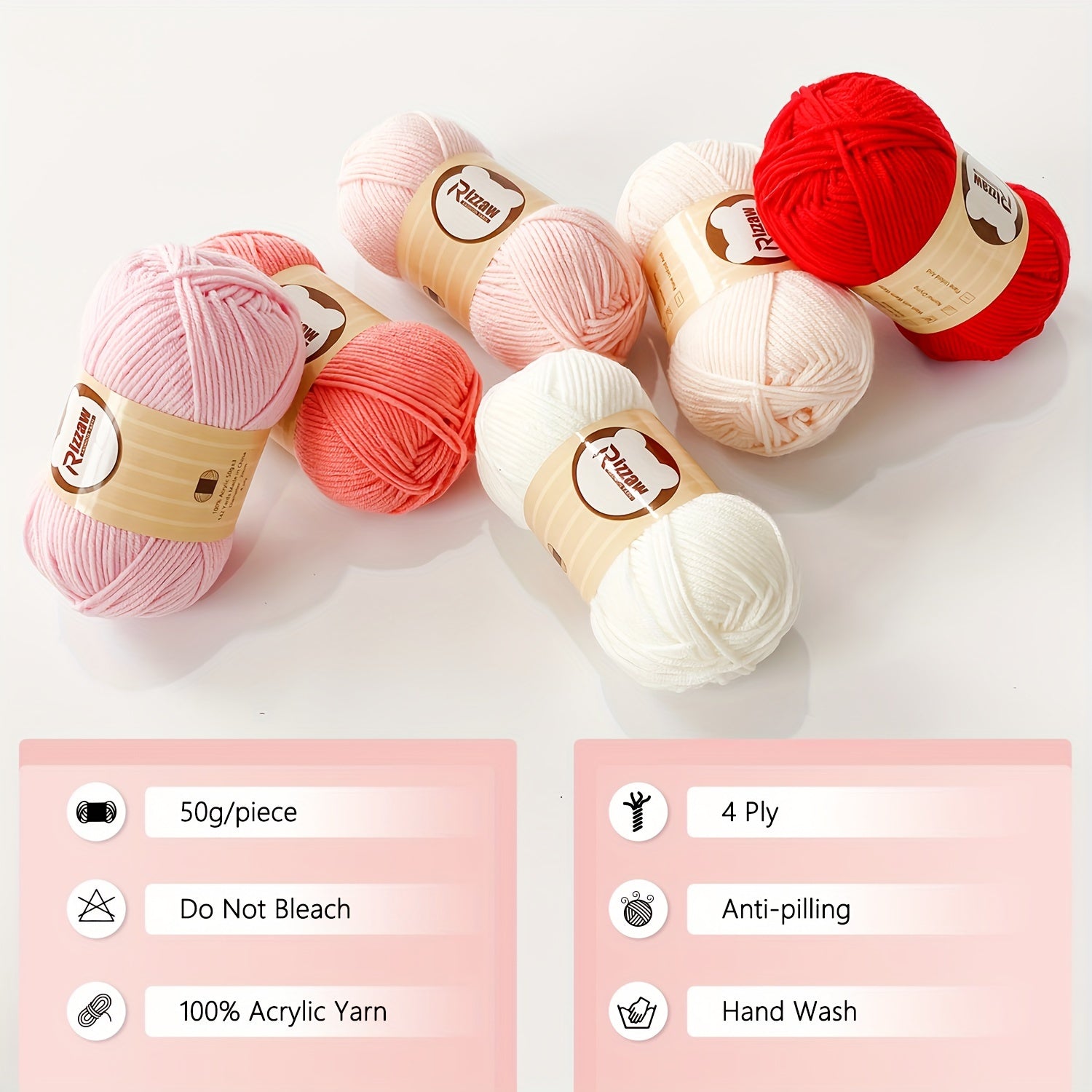 Morandi Color Yarn Set with 4 Strands 50g for Crochet Projects Blanket Clothes Tote Bag Slippers