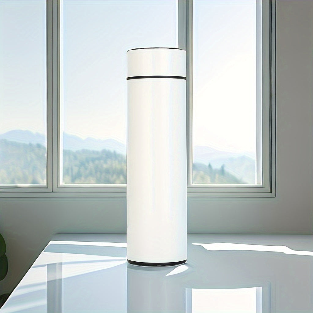 Stainless Steel Insulated Flask with Temperature Display 16.2oz Reusable Thermal Bottle for Sports and Travel