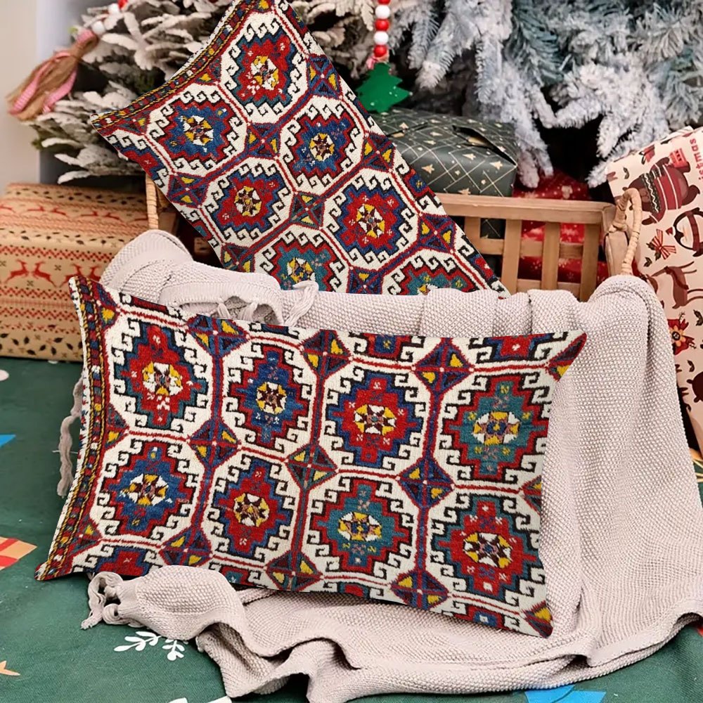 Set of 2 Anatolian Village Print Pillow Covers 50.8x30.5 cm Polyester Rectangular Decorative Cushions