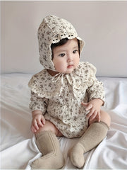Bolalar uchun gul naqshli iplikli qopqog'li bodysuit va kiyingan to'plam, paxta aralashmasi, bahor va kuz uchun qulay