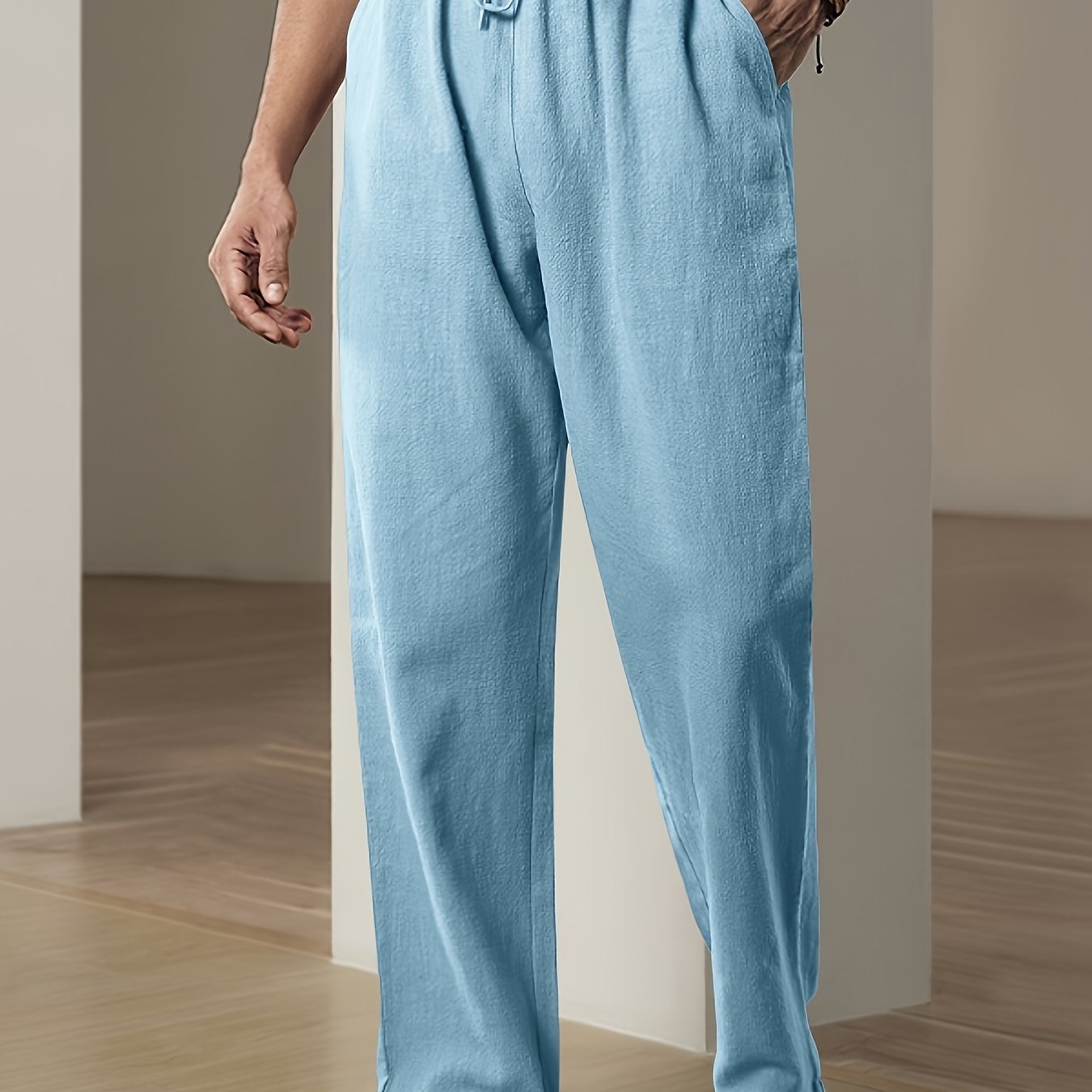 Pantalones deportivos casuales de algodón para hombre con bolsillos, corte holgado, estilo chino